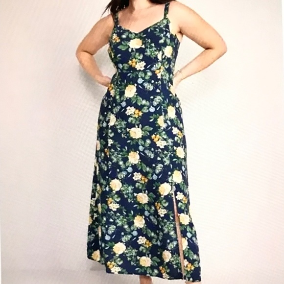 OLD NAVY Floral Maxi Slip Dress Navy Women’s Plus Size 3X - Picture 1 of 16